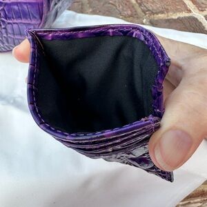 Brahmin Purple Crocodile-Embossed windowed card case